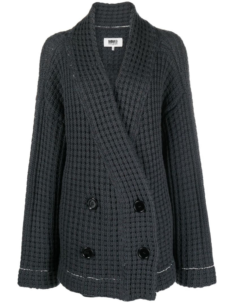 Grey Waffle Knit Cardigan