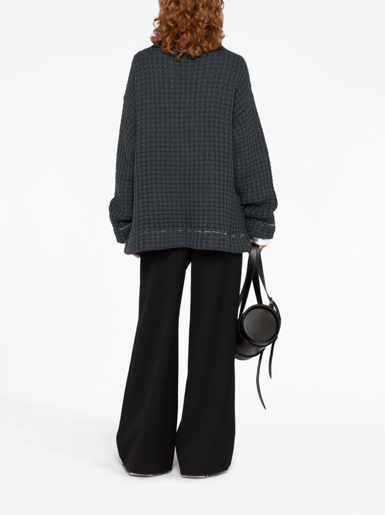Grey Waffle Knit Cardigan
