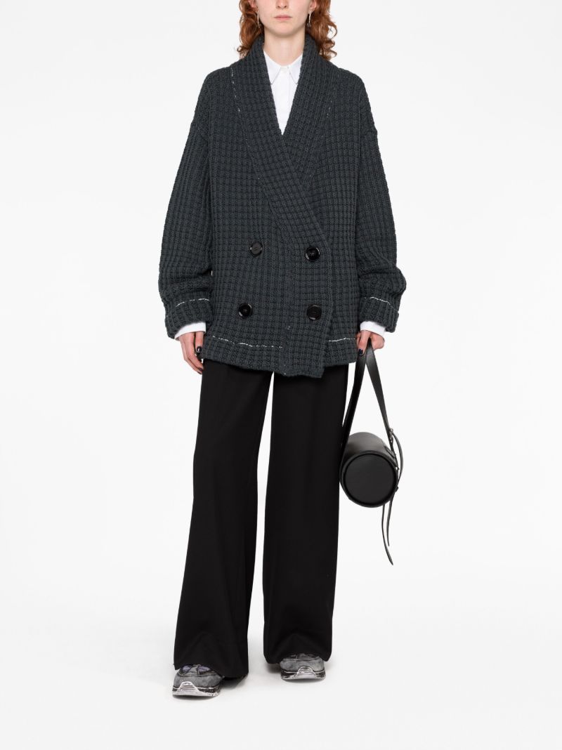 Grey Waffle Knit Cardigan