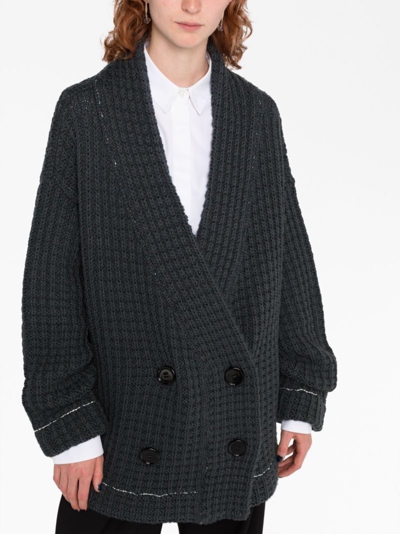 Grey Waffle Knit Cardigan