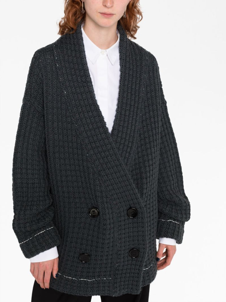 Grey Waffle Knit Cardigan