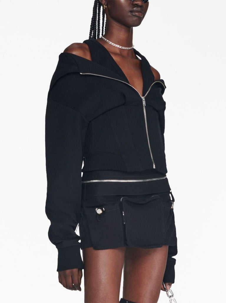 Black Layered Corset Hoodie