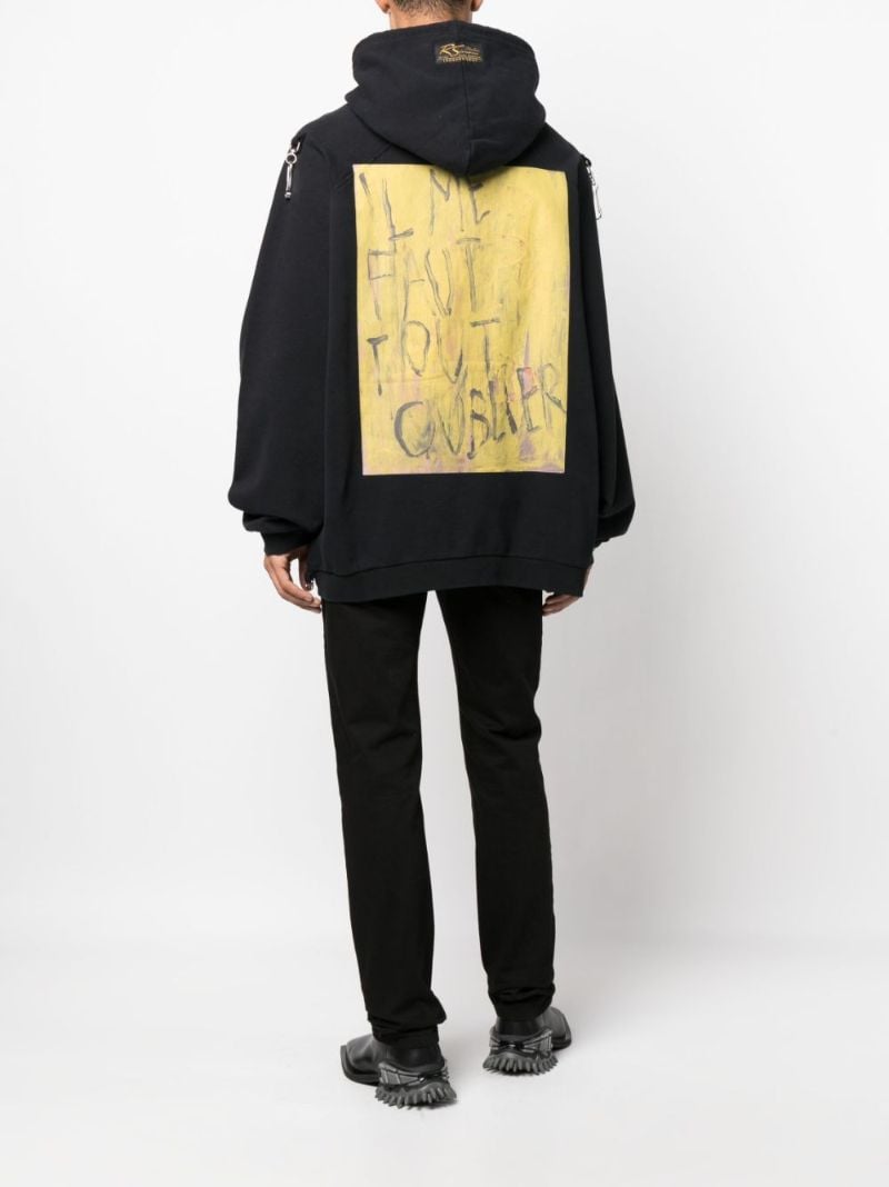 Black Cut-out Cotton Hoodie
