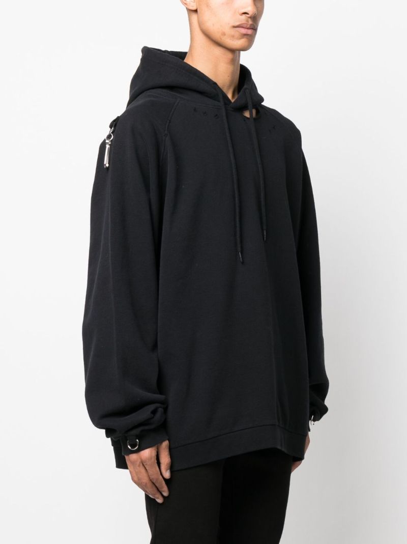 Black Cut-out Cotton Hoodie
