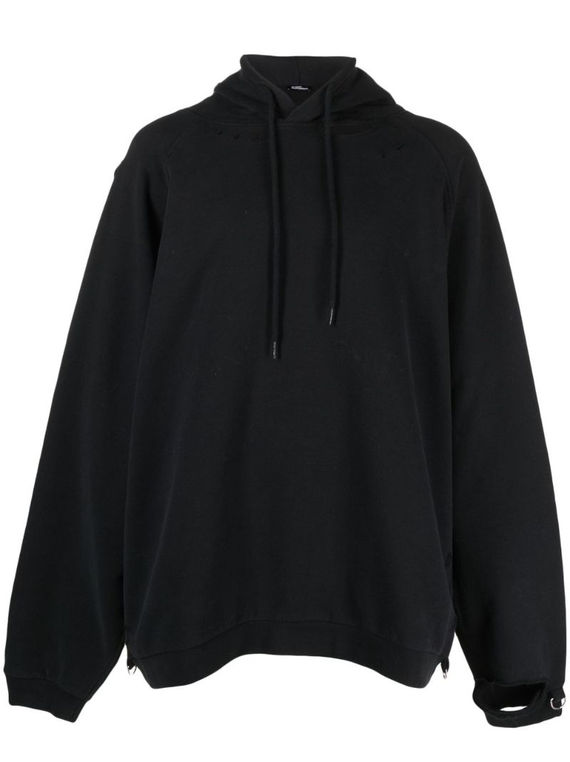 Black Cut-out Cotton Hoodie