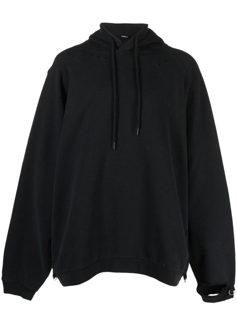 Black Cut-out Cotton Hoodie