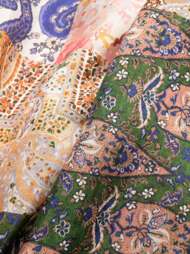 Multicolour Paisley Print Silk Wide-leg Trousers