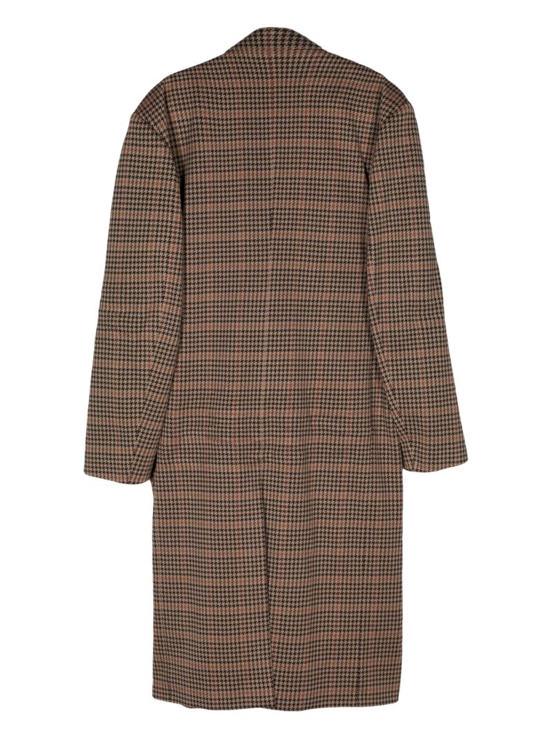 Neutral Houndstooth-pattern Single-breasted Coat