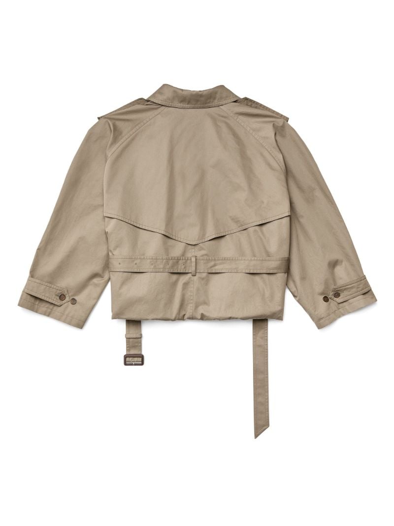 Beige Cotton Cropped Trench Coat