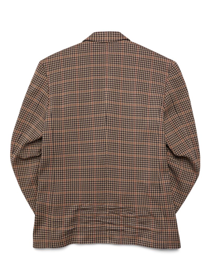Neutral Houndstooth-pattern Single-breasted Blazer