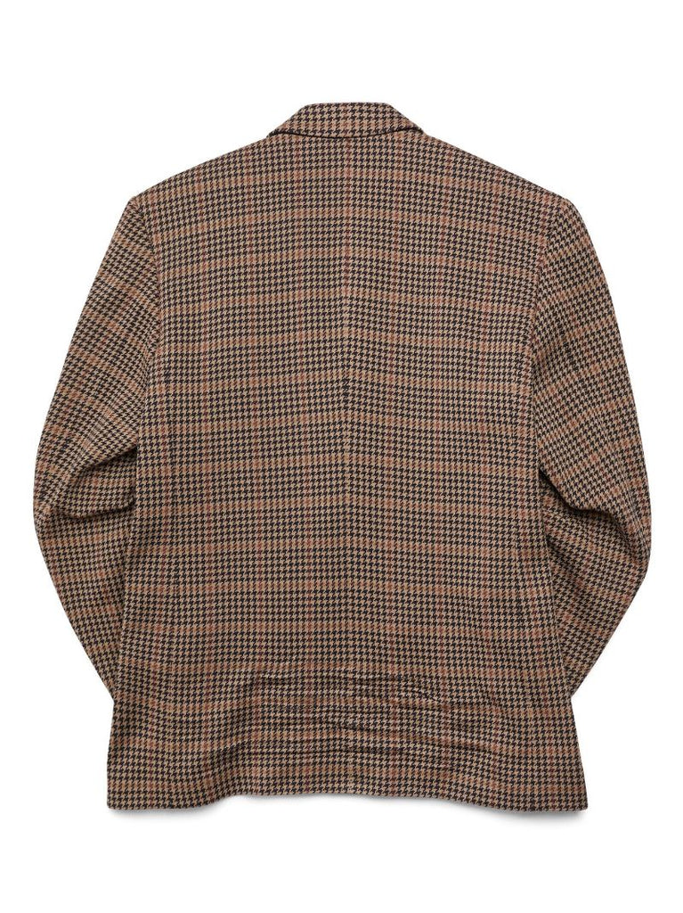 Neutral Houndstooth-pattern Single-breasted Blazer