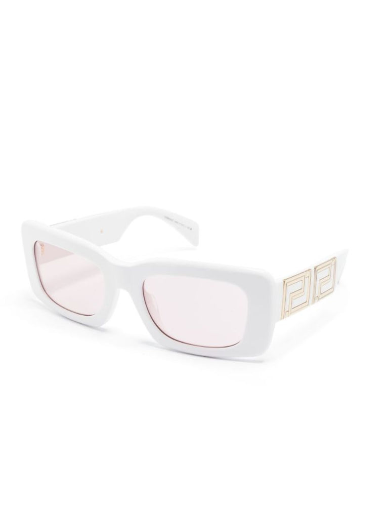White Endless Greca Rectangular Sunglasses