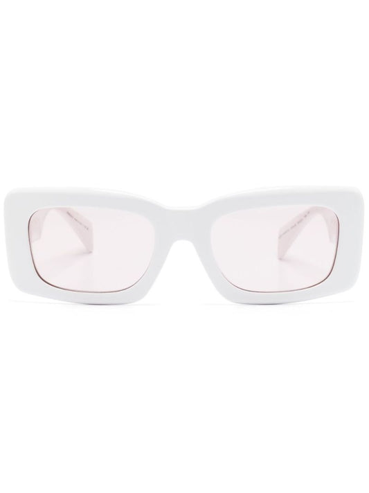 White Endless Greca Rectangular Sunglasses