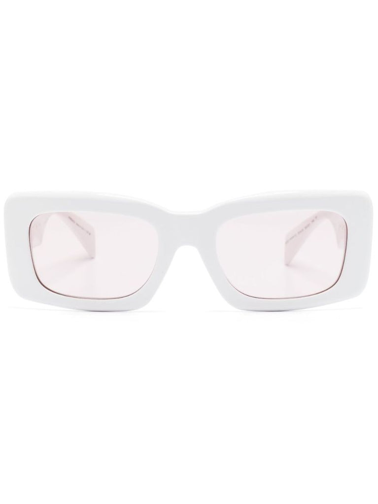 White Endless Greca Rectangular Sunglasses