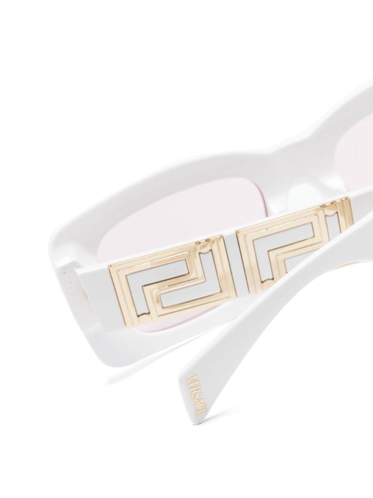 White Endless Greca Rectangular Sunglasses