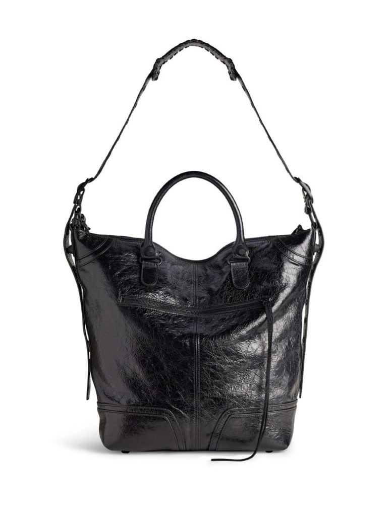 Black Le Cagole Leather Tote Bag