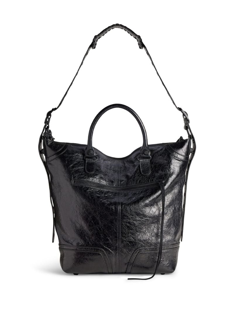 Black Le Cagole Leather Tote Bag