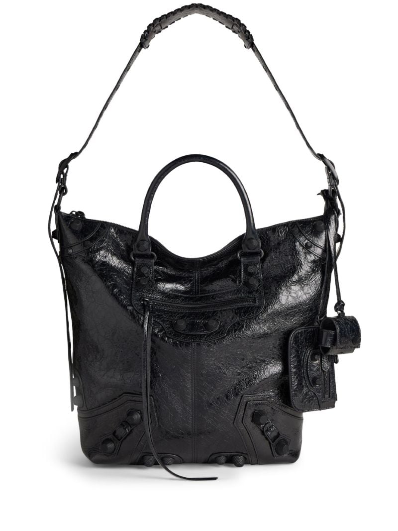 Black Le Cagole Leather Tote Bag