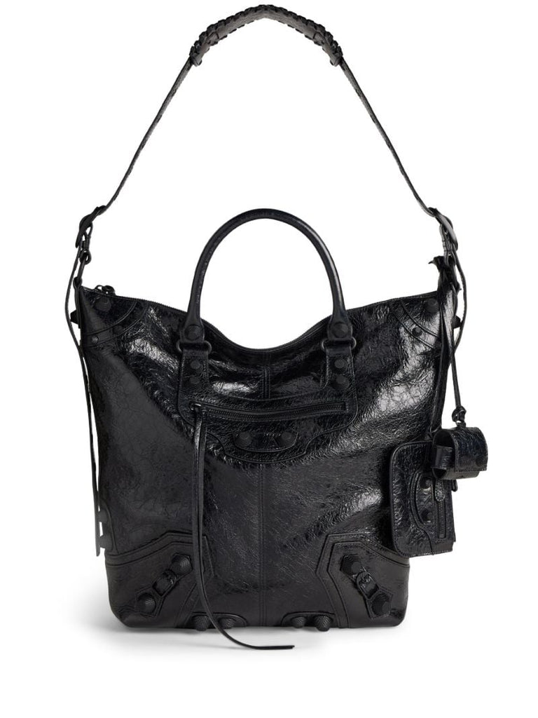 Black Le Cagole Leather Tote Bag