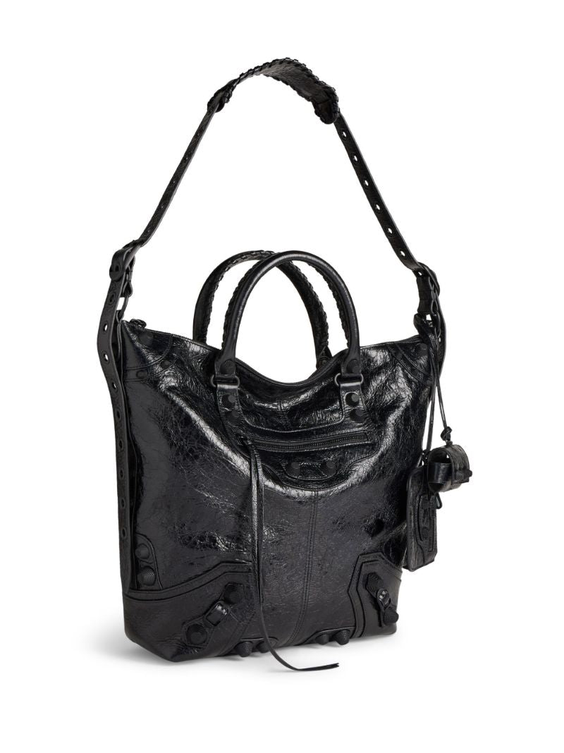 Black Le Cagole Leather Tote Bag