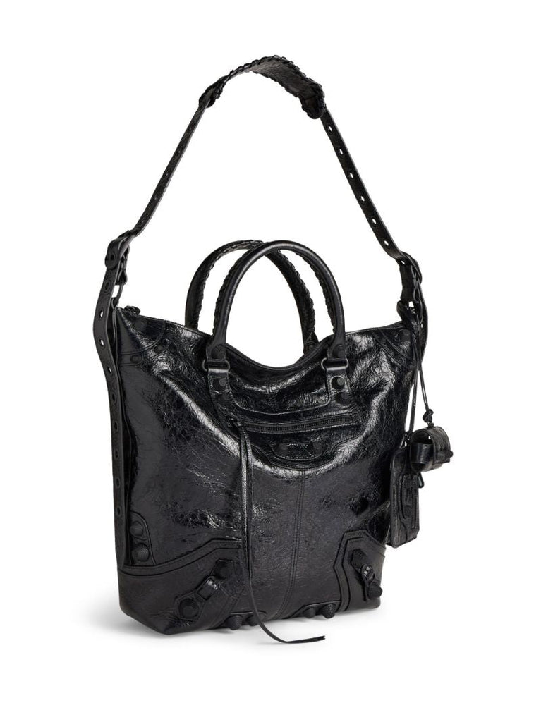 Black Le Cagole Leather Tote Bag