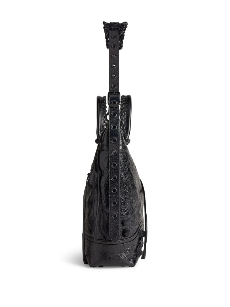 Black Le Cagole Leather Tote Bag