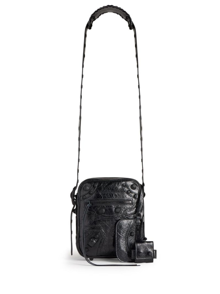 Black Le Cagole Leather Messenger Bag