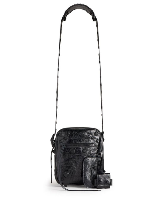 Black Le Cagole Leather Messenger Bag