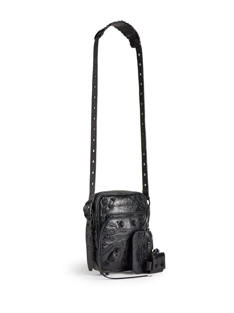 Black Le Cagole Leather Messenger Bag
