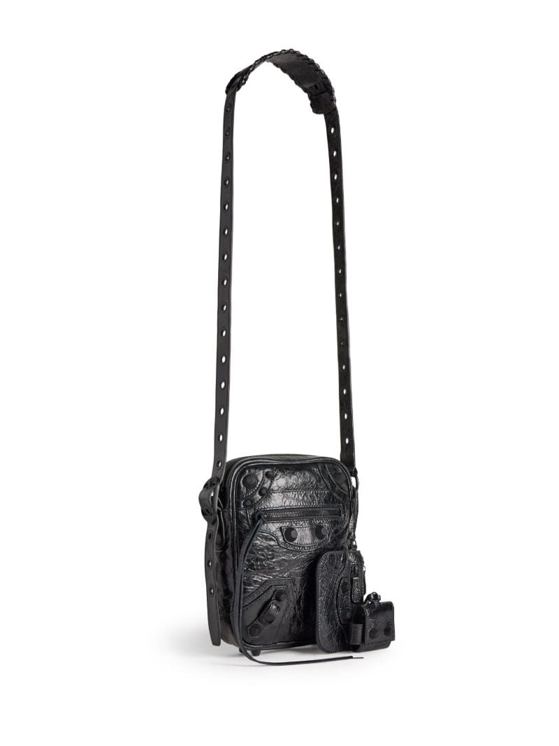 Black Le Cagole Leather Messenger Bag