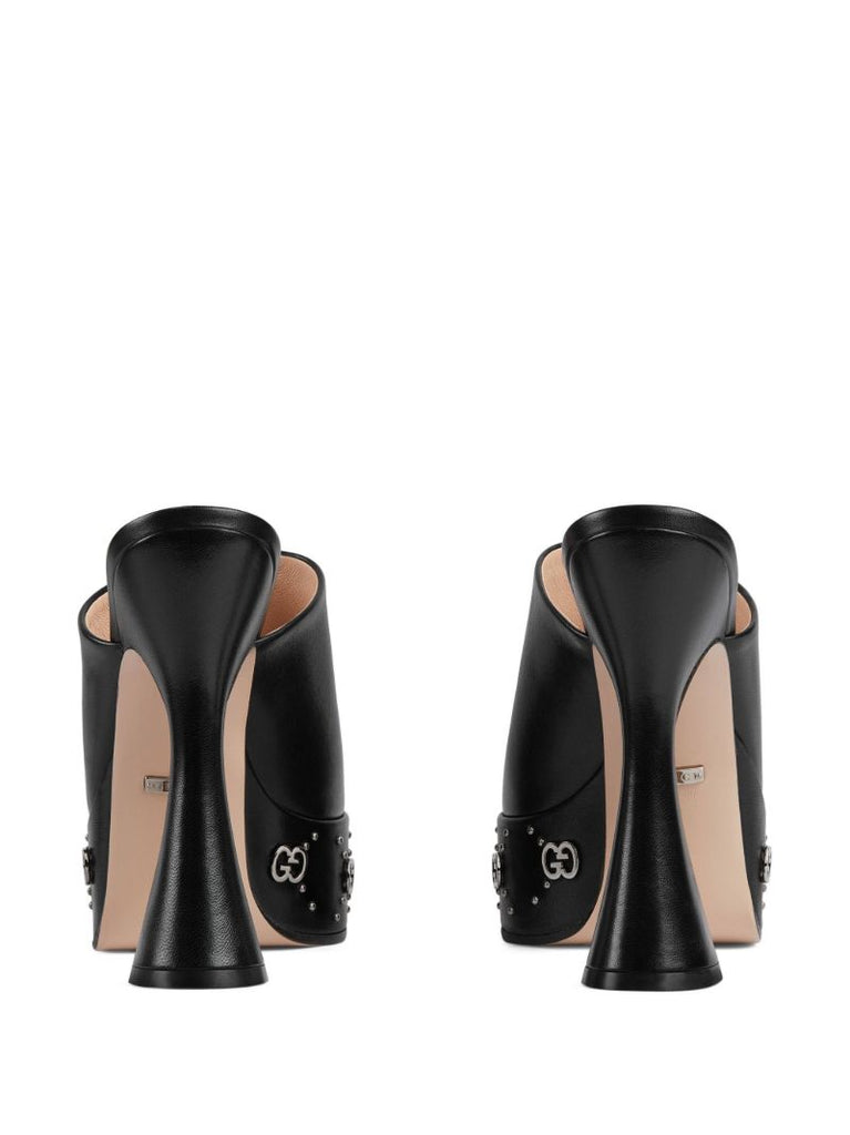 Black Platform 115 Leather Mules