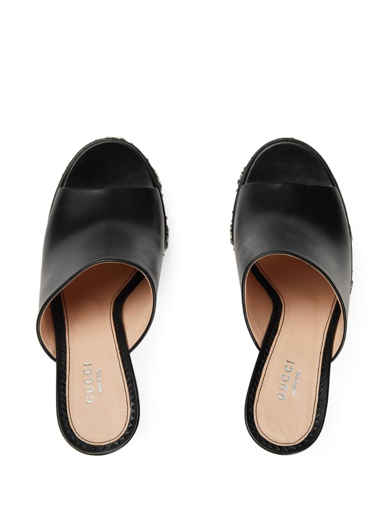 Black Platform 115 Leather Mules