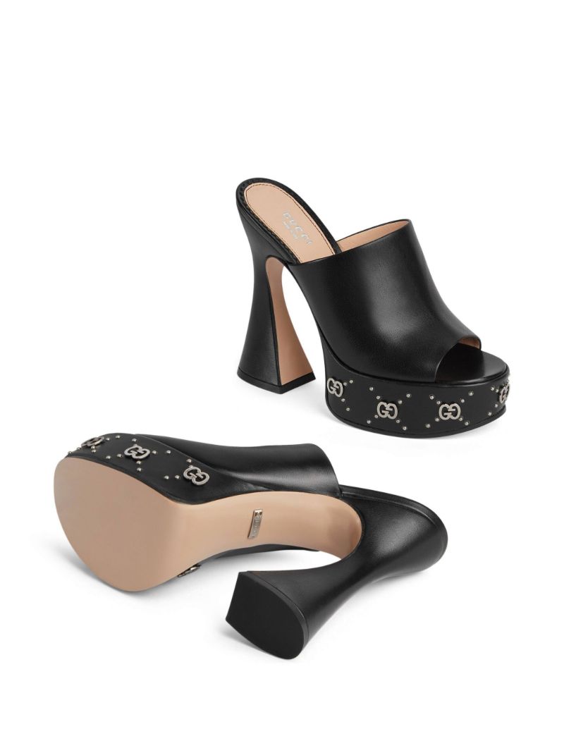 Black Platform 115 Leather Mules