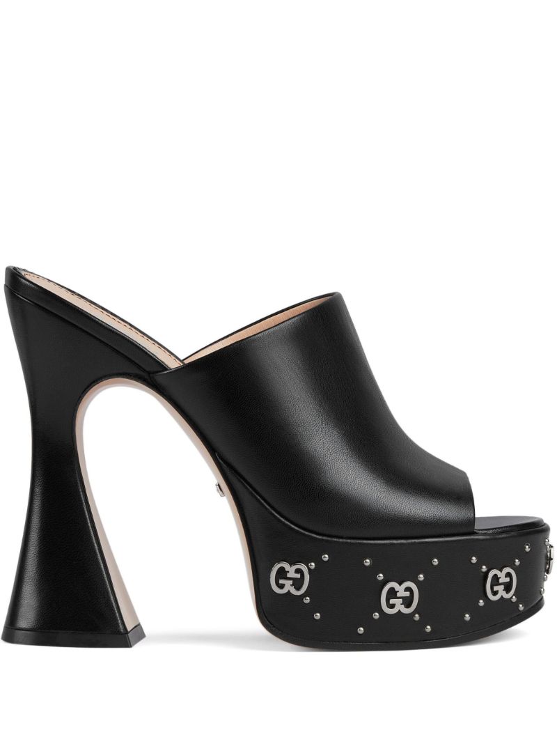 Black Platform 115 Leather Mules