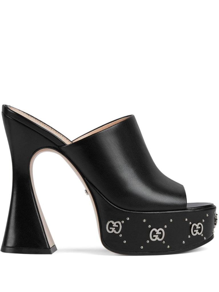 Black Platform 115 Leather Mules