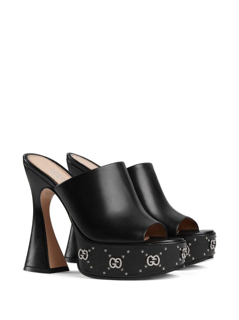 Black Platform 115 Leather Mules