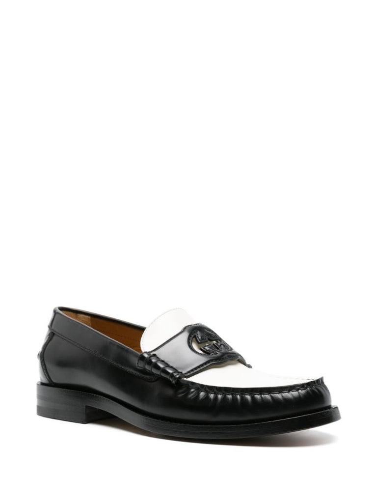 Black Interlocking G Leather Loafer