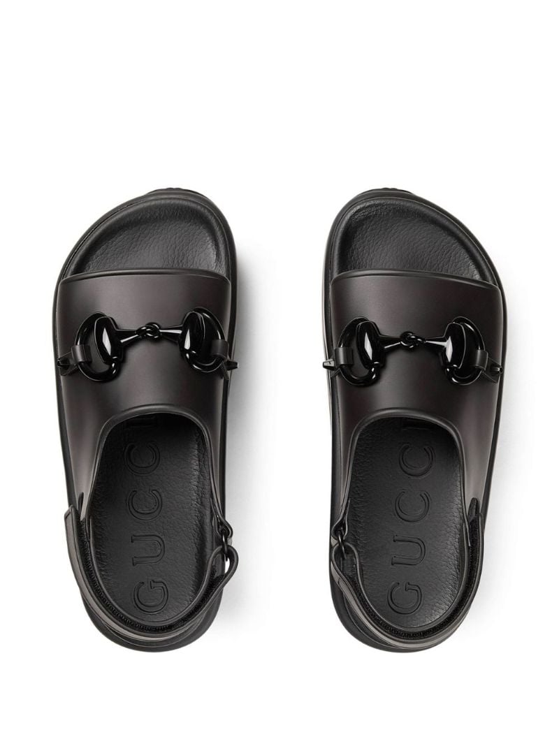 Black Horsebit-detail Platform Sandals