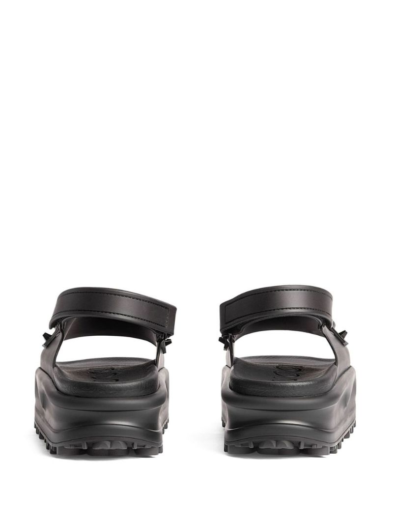 Black Horsebit-detail Platform Sandals