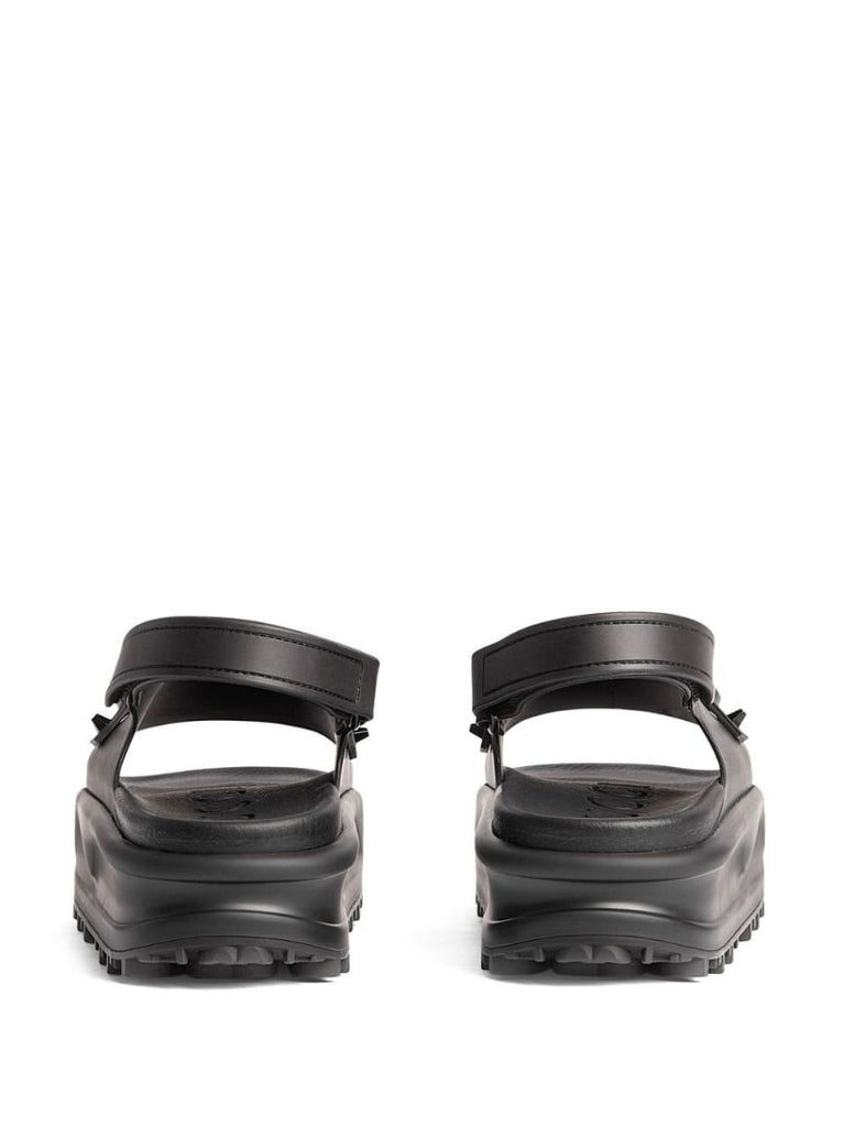 Black Horsebit-detail Platform Sandals