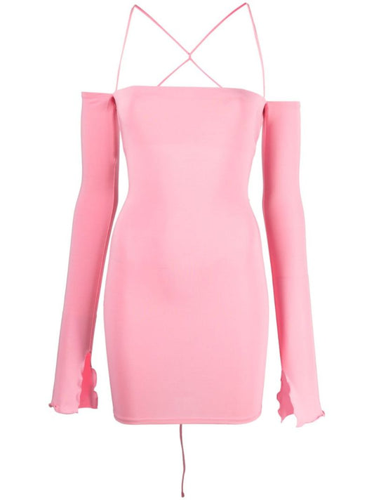 Pink Maddy Off-shoulder Midi Dress