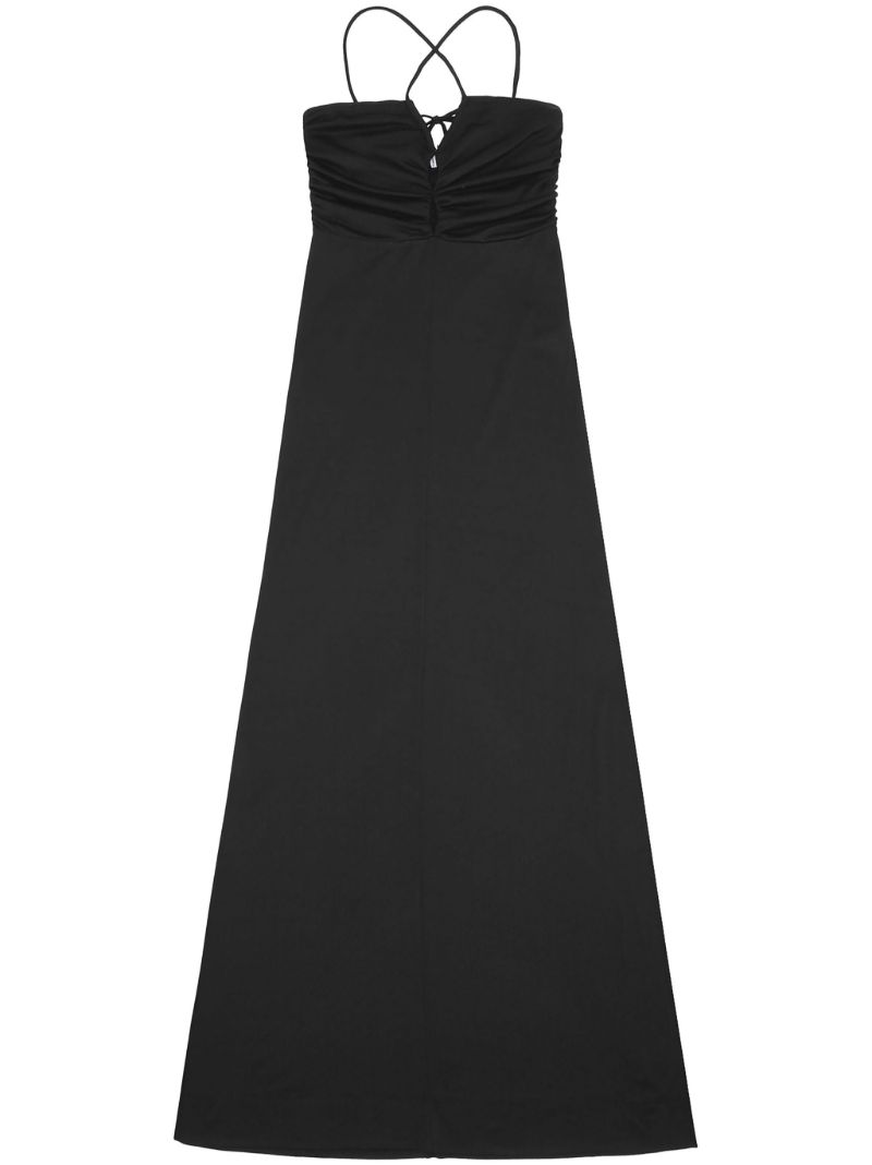 Black Cross Over Strap Maxi Dress