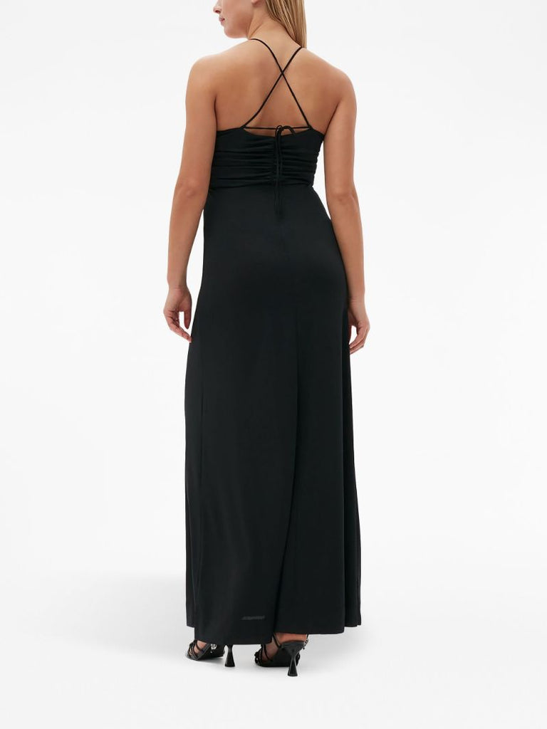 Black Cross Over Strap Maxi Dress
