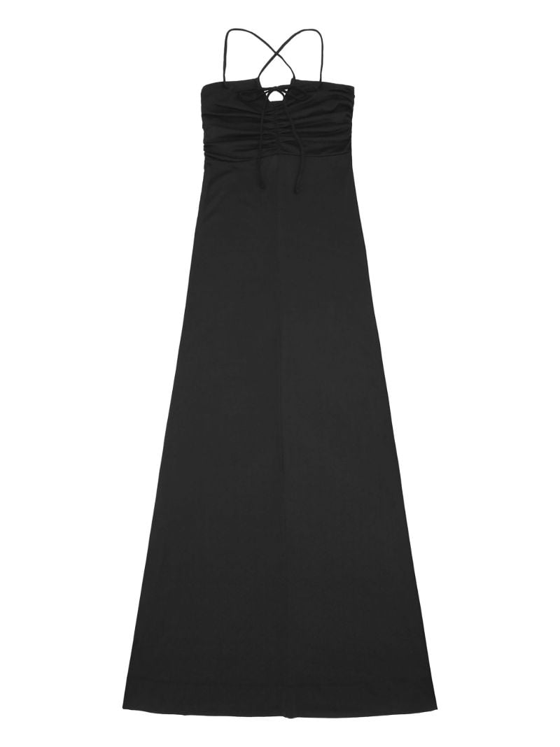 Black Cross Over Strap Maxi Dress
