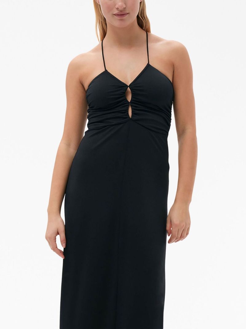 Black Cross Over Strap Maxi Dress