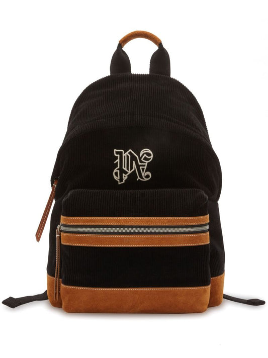 Black Monogram Corduroy Backpack