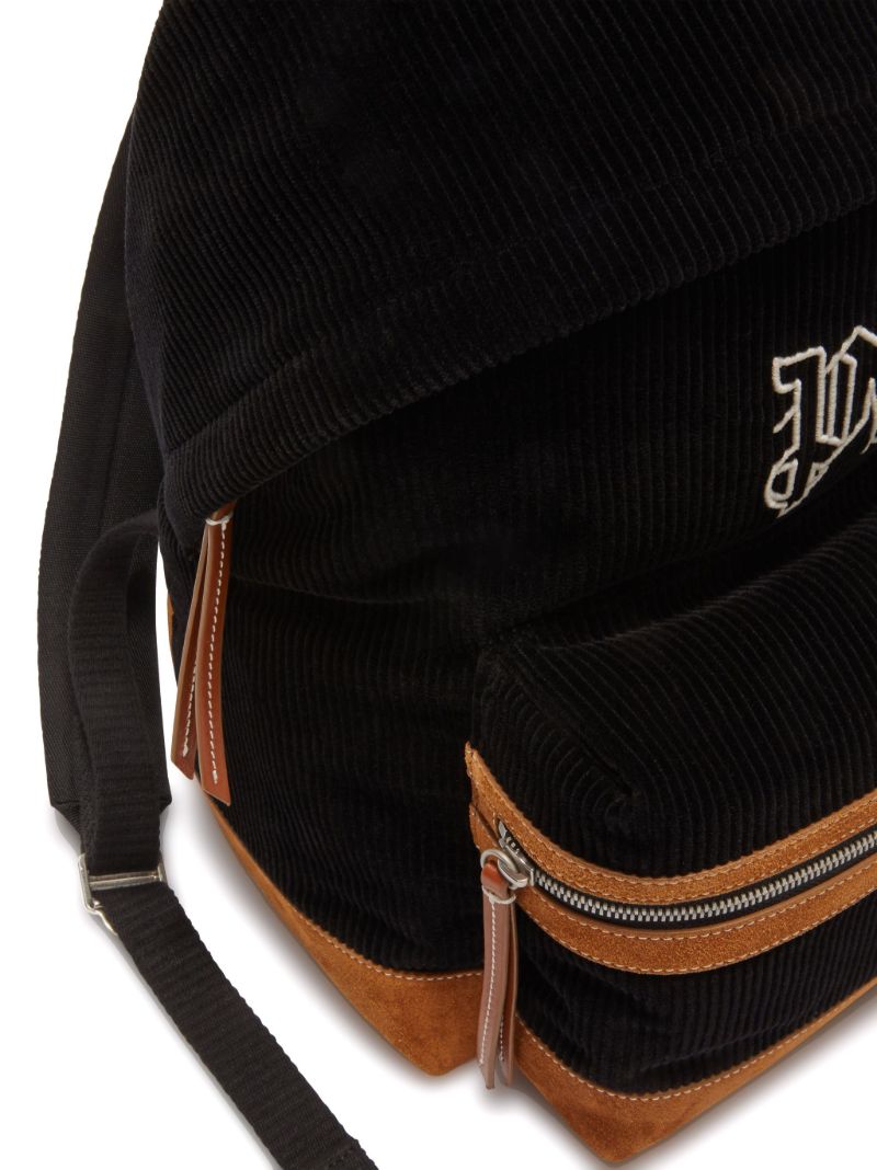 Black Monogram Corduroy Backpack