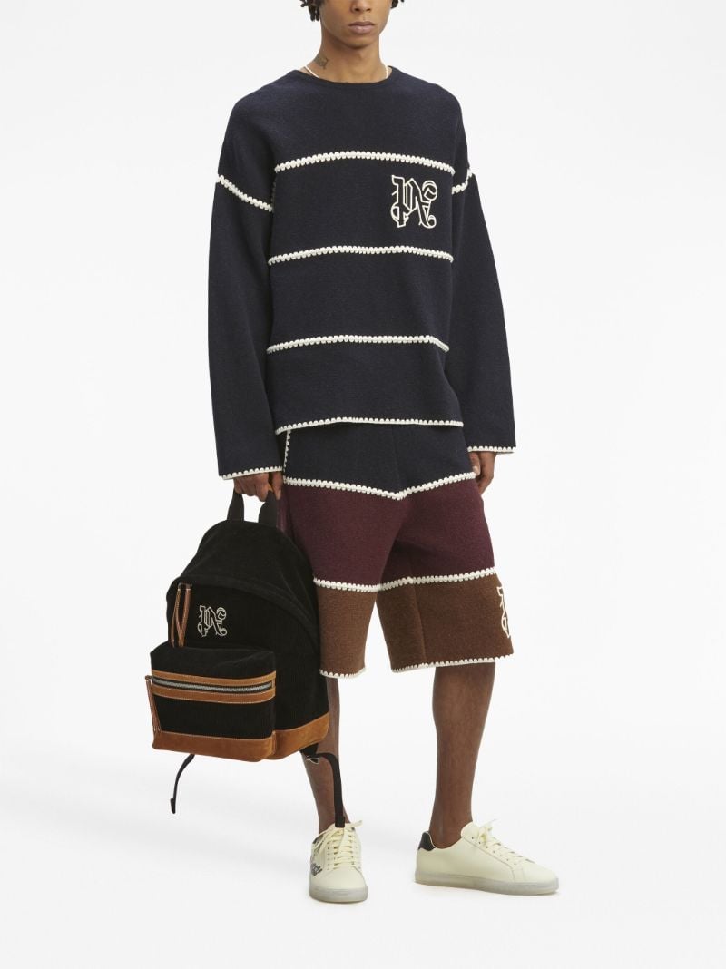 Black Monogram Corduroy Backpack