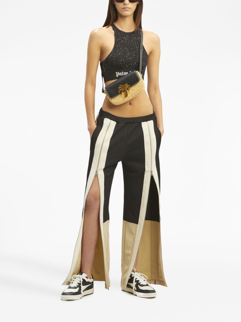 Black Zip Embellishment Straight Leg Trousers
