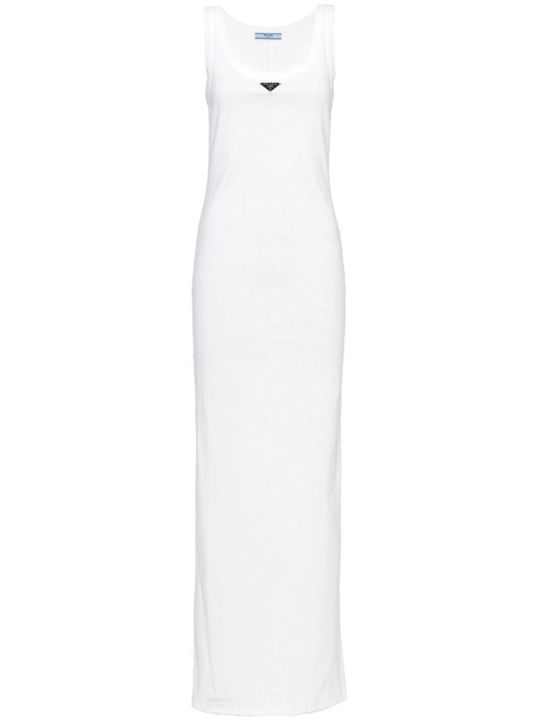 White Triangle Logo Sleeveless Dress
